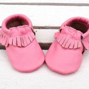 Genuine Leather Baby Moccasins Pink 6 To 12 Month