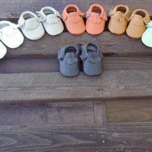 Genuine Leather Baby Moccasins Beige 6 To 12 Month