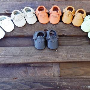 Genuine Leather Baby Moccasins Black 0 To 6 Month