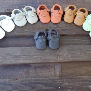 Genuine Leather Baby Moccasins White 6 To 12 Month