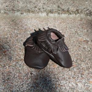Genuine Leather Baby Moccasins Brown 6 To 12 Month