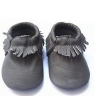 Genuine Leather Baby Moccasins Slate Grey 0 To 6..