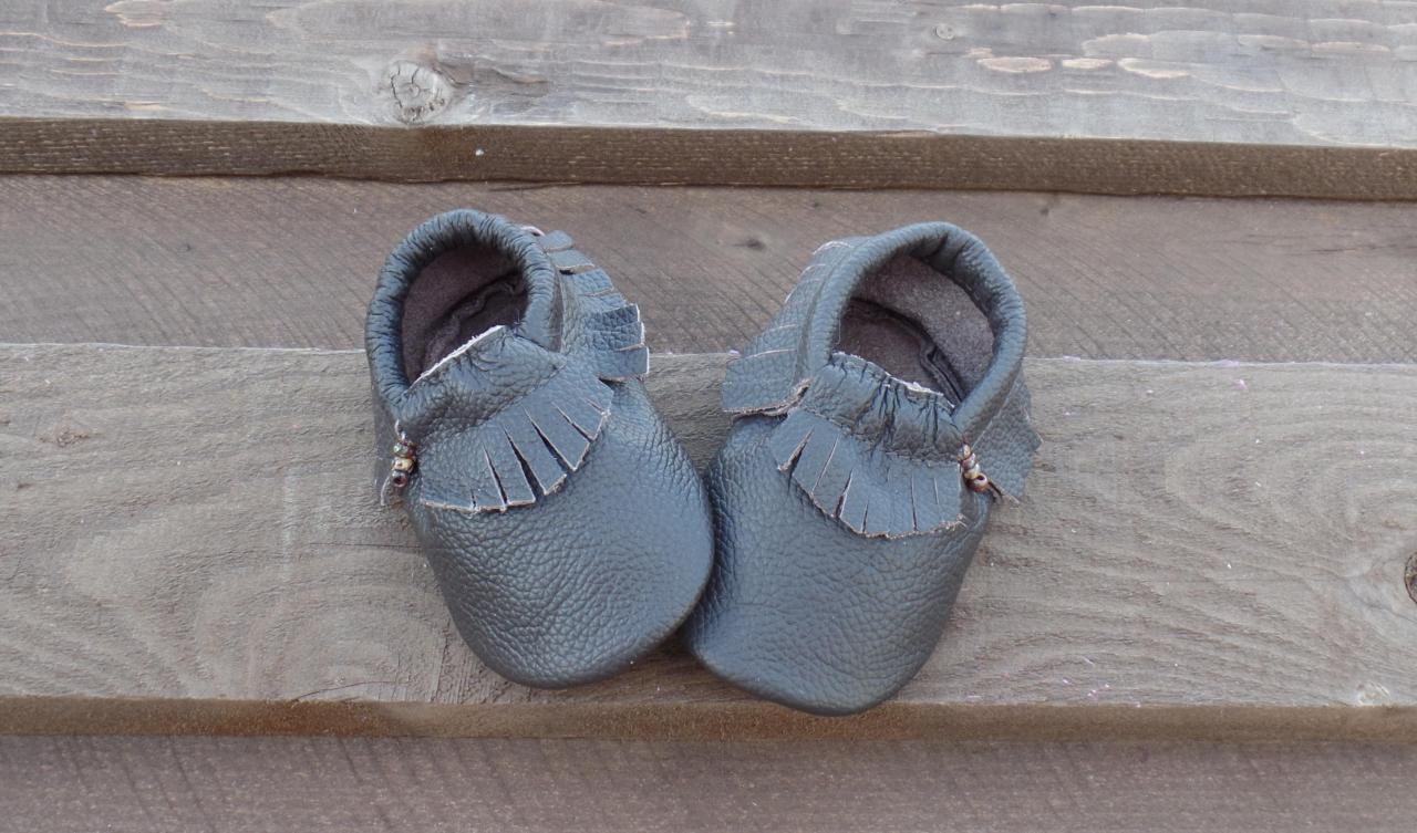 Genuine Leather Baby Moccasins Brown 0 To 6 Month