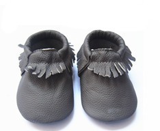 Genuine Leather Baby Moccasins Slate Grey 0 To 6 Month